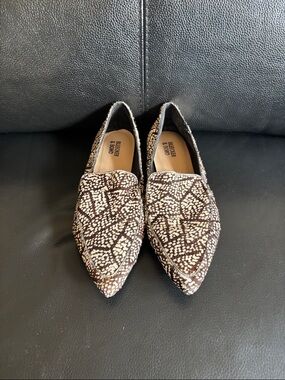 Seychelles Brown & Cream Pointed-Toe Patterned Loafers